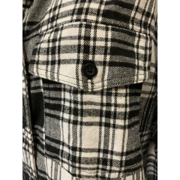 Live To Be Spoiled Flannel Raw Hem Long Sleeve Button-Down Shirt XL Blac… - Picture 3 of 7